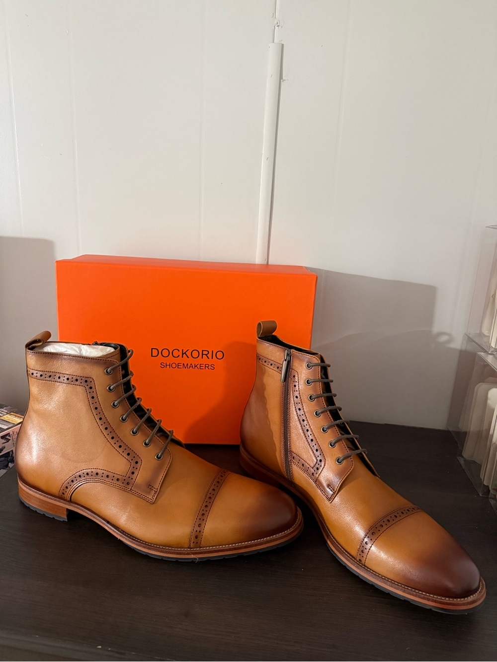 Mens motorcycle boots genuine leather combat casual Dress work boots for men